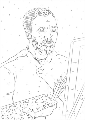 Van Gogh Self Portrait Coloring Page